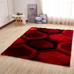 modern black area rug kleiber modern shaggy 3d red/black area rug LHVPQXV