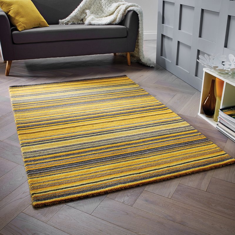 nassar hand-woven wool yellow rug ESHKUDT