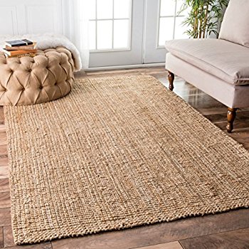 natural rugs nuloom handwoven jute ribbed solid area rugs, 5u0027 x 8u0027, natural GMZHKCC