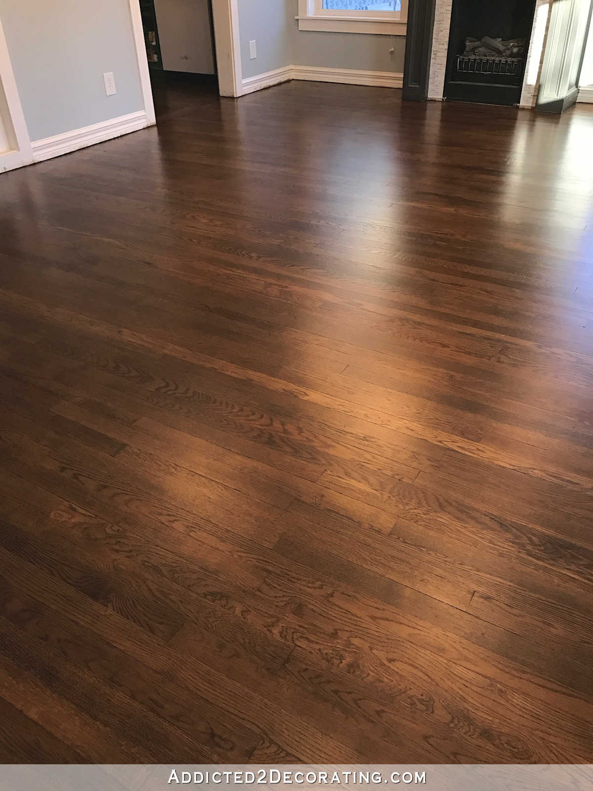 oak hardwood flooring refinished red oak hardwood floors - entryway and living room UYLKURL