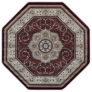 octagon rugs traditional octagon area rug design # 404 burgundy (4 feet x 4 feet) UCWLZZV