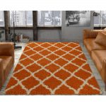 orange rugs ottomanson ultimate shaggy contemporary moroccan trellis design orange 5  ft. x 7 ERMFPAR