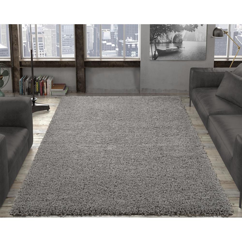 ottomanson contemporary solid gray 7 ft. x 9 ft. shag area rug KMVFKWM
