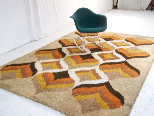 Retro rugs large vintage retro floor rug carpet retro abstract chevron panton era 60s EXKFLHW