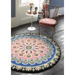 Retro rugs nomadic circular rug - pink, blue and black 150cm TVNIAGZ