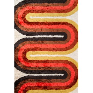 Retro rugs retro wave hand-tufted red area rug WPONQWZ