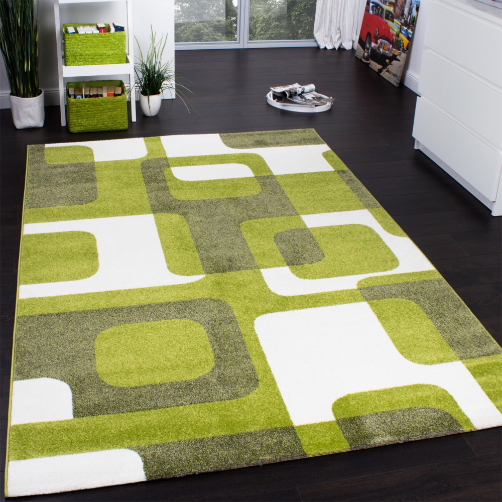 Retro rugs trendy retro rug - green 001 KSFSEMO