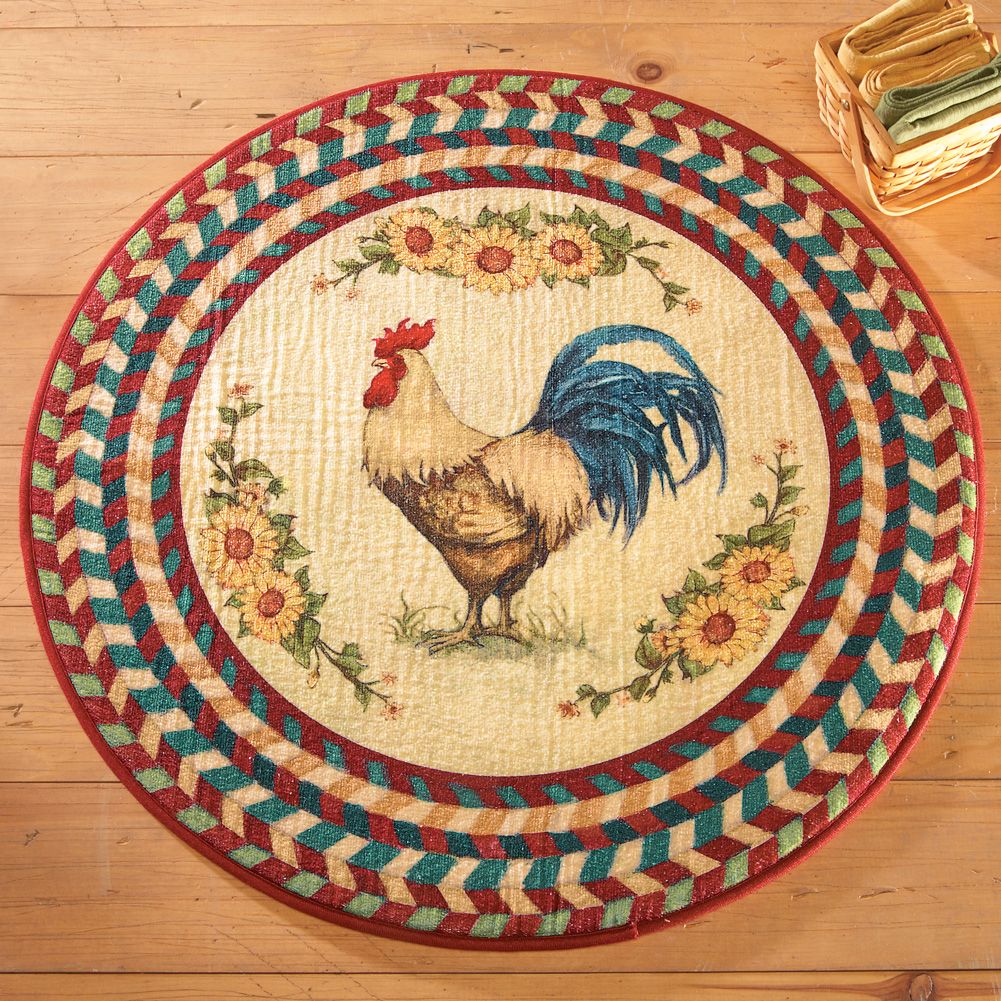 Rooster rugs round rooster rug-with sunflowers-multi colored classic printed rug is a  great way VXPKEIC