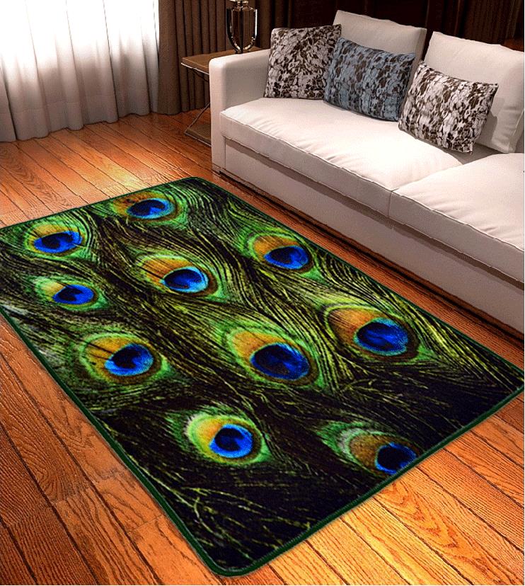 Rugs and carpets 80x120cm 3d chinese style peacock feathers carpets for living room soft and ZVNRGMS