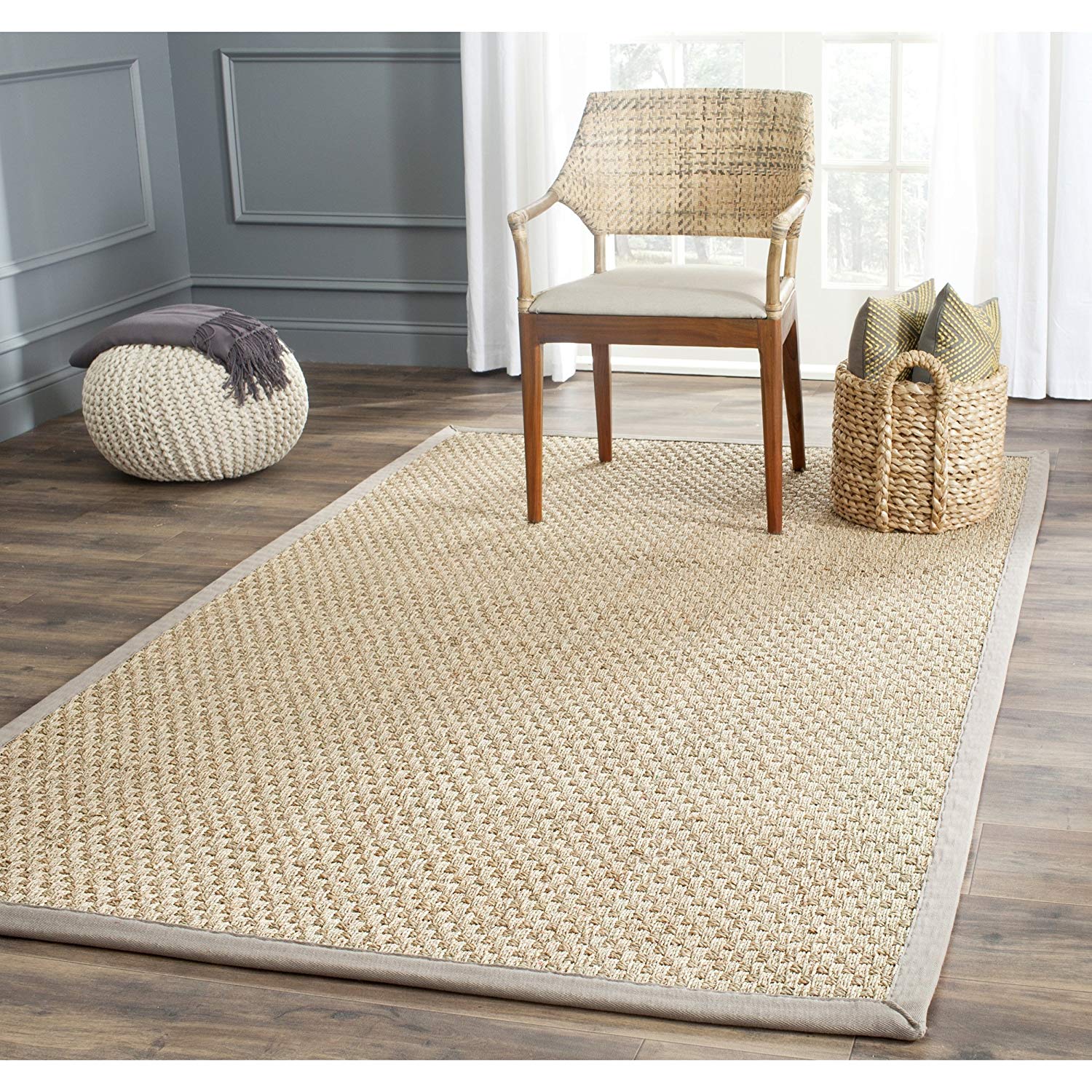 seagrass rugs amazon.com: safavieh natural fiber collection nf114p basketweave natural  and grey summer seagrass VDQBODY