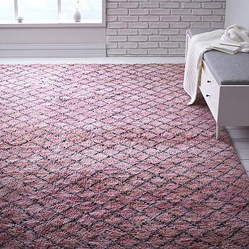 shaggy rug pattern pink trellis wool shag rug TRIDOVR