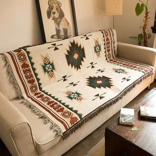 throw rug geometry cotton woven throw blanket rug aztec navajo towel mat wall hanging AAOYJYE