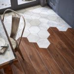 tile wood floor hexagon tiles meet traditional hardwood floors for a  stop-you-in-your-tracks look. the rest IBJTKVG