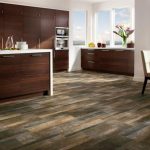 vinyl wood floor open-plan contemporary kitchen with striking wood floor CSAXNMY