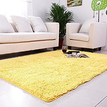 washable area rugs intended for amazon com ustide yellow chenille shaggy  kitchen IMDKMQT