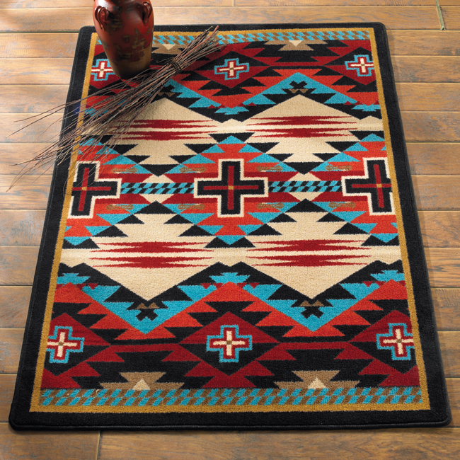 western rugs southwest rugs: 4 x 5 rustic cross blue southwestern rug|lone star western NUBKVYQ