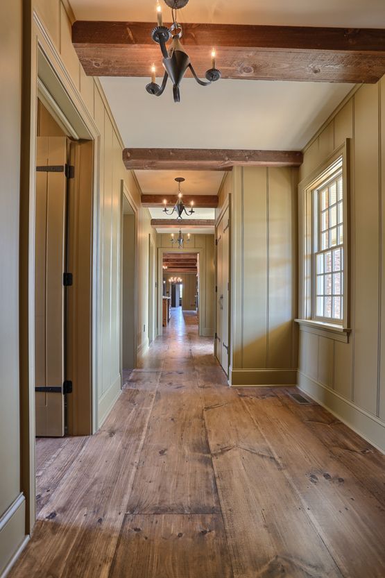 wide plank hardwood flooring wide plank wood flooring | interior hallway | classic colonial homes  architecture JDBZDCC