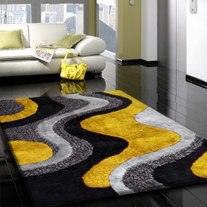 yellow rug 2tone grey to dark grey effect with yellow shag rug 5u0027 x 7u0027 EVMGRWZ