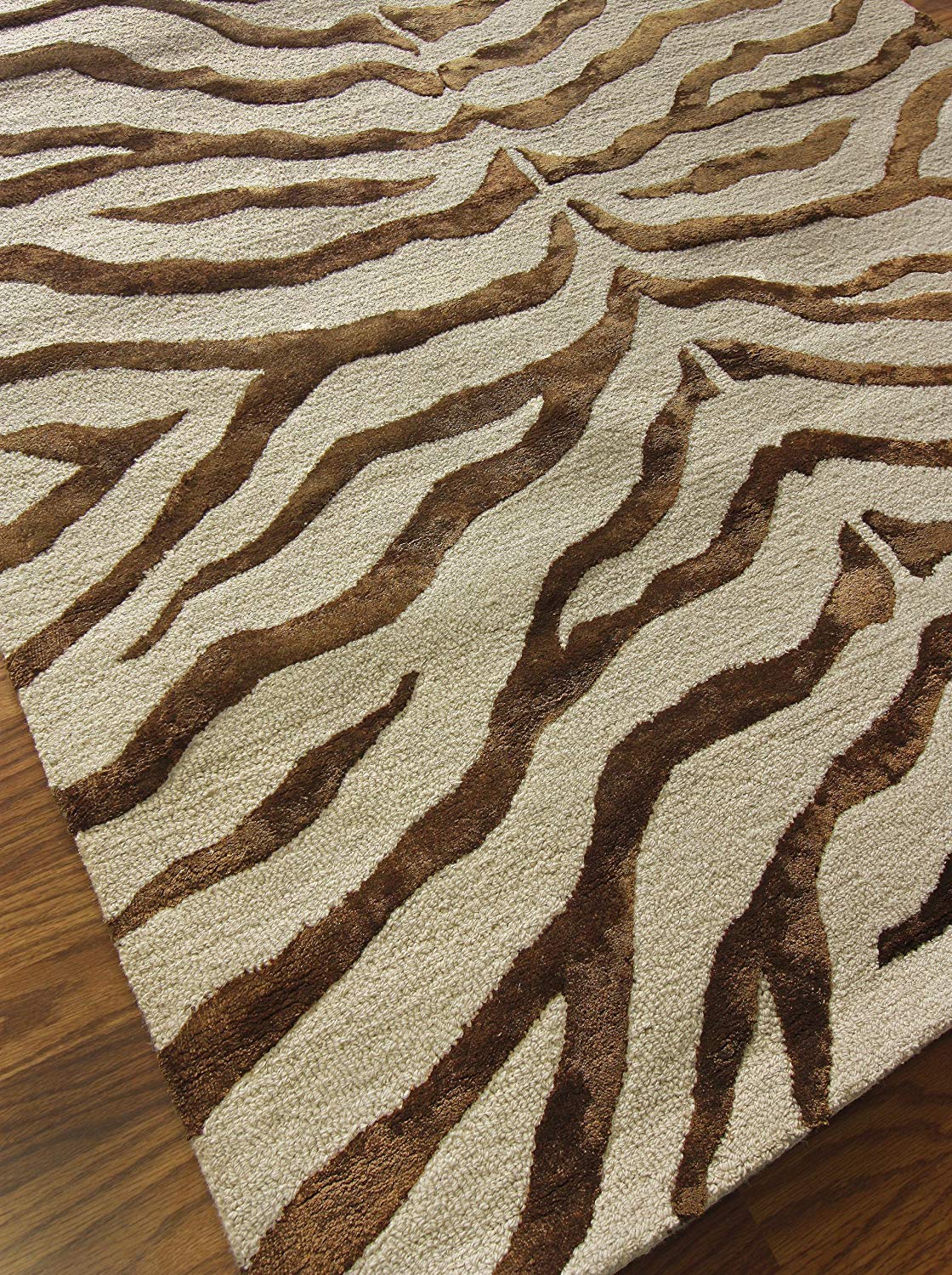 zebra print rugs amazon.com: nuloom safari contemporary zebra print with faux silk  highlights, wool area YYQVFIL