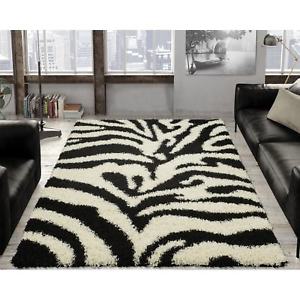 zebra print rugs ottomanson soft shag black and white zebra print area rug - 5u0027 x AWSGJVY