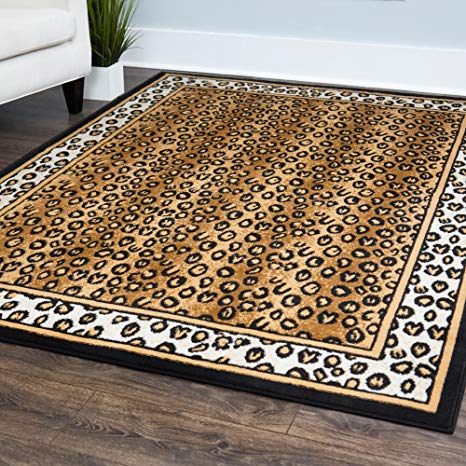 zone ebony leopard rug rug size: 3u00277 ... HABXYMF