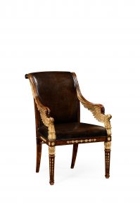 Empire Angel Armchair With Antique Caviar Black Leather