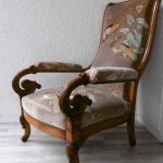 Vintage Armchair - Vintage / Antique Armchair Velvet Cover Peacock