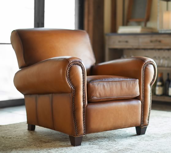Manhattan Leather Armchair with Nailheads | Pottery Barn