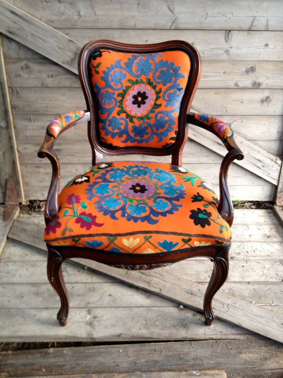 Antique French armchair with maybe the perfect pattern for my wall