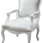 White Armchair White Enamel Carved Wood Frame Home Furniture Decor
