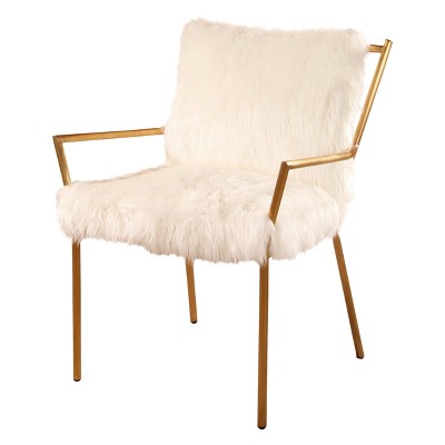 Bonnie Stainless Steel Faux Fur Armchair - White - Abbyson : Target