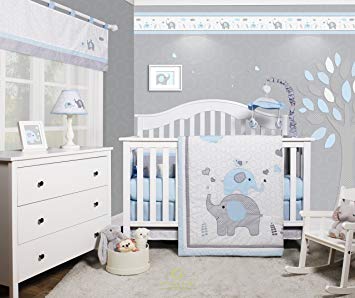 Amazon.com : GEENNY OptimaBaby Blue Grey Elephant 6 Piece Baby