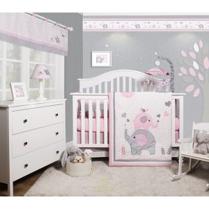 Harriet Bee Cheatwood Elephant Baby Girl Nursery 6 Piece Crib