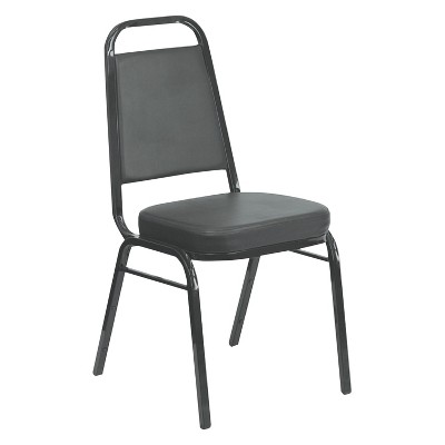 Iceberg Banquet Chairs With Trapezoid Back, Black/Silver, 4/Carton