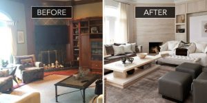 Beautiful living rooms:before and after of a sophisticated family room