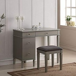 Amazon.com: Linon Alexandria Bedroom Vanity Set in Silver: Kitchen