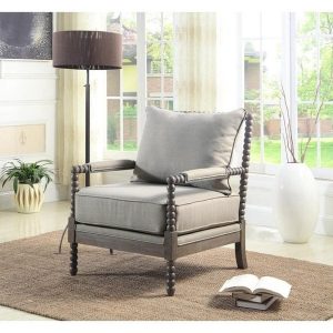 Shop Best Master Furniture Wood and Taupe Fabric Accent Armchair