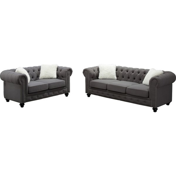 Shop Best Quality Furniture Grey Chesterfield Sofa and Loveseat Set