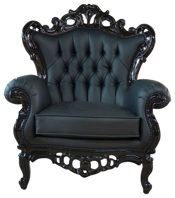 Full Polyurethane King Armchair, Black - Victorian - Armchairs And