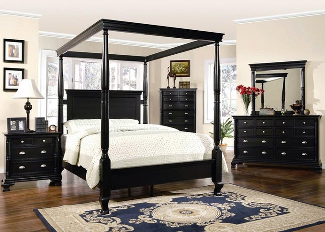 Black Bedroom Furniture Set | St Regis Canopy Bed