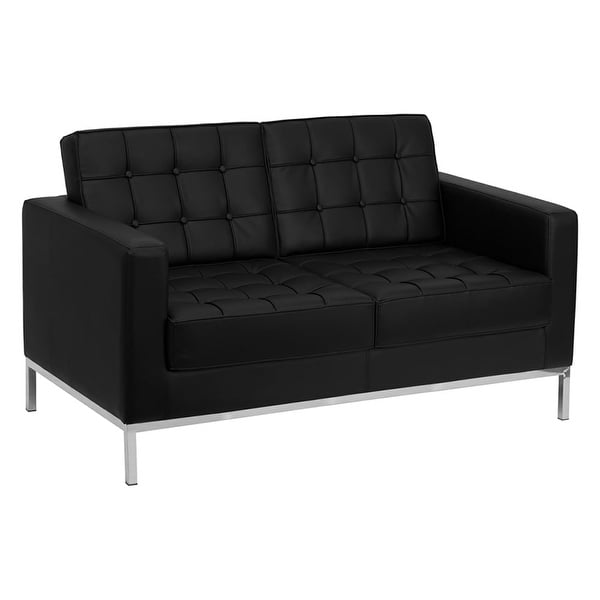 Shop Offex Hercules Lacey Series Contemporary Black Leather Loveseat