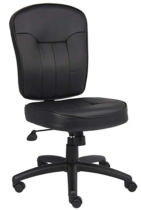 Amazon.com: Boss Leather Adjustable Task Chair Without Arms, Black