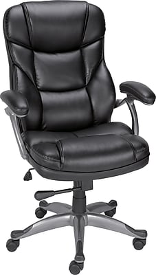 Staples Osgood Bonded Leather High-Back Manager's Chair, Black | Staples