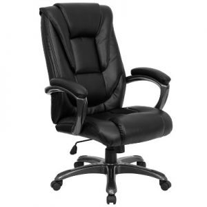 High Back Executive Swivel Office Chair Black Leather - Flash