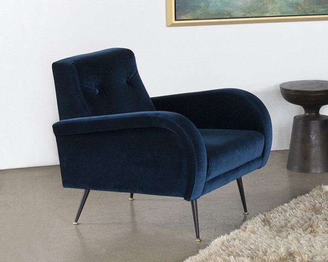 Midnight Blue Occasional Chair with Black Steel Legs