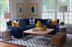 Navy Sectional - Transitional - living room - Lillian August