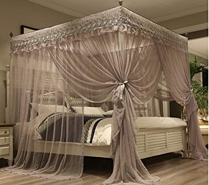 Amazon.com: Mengersi Princess 4 Corners Post Bed Canopy Bed curtains