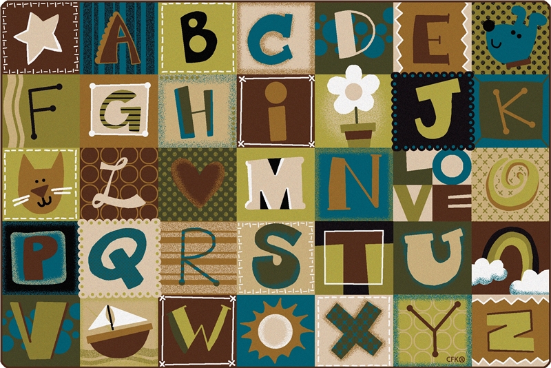 KIDSoft Toddler Alphabet Blocks Rug Nature | CFK117XX | Carpets for Kids