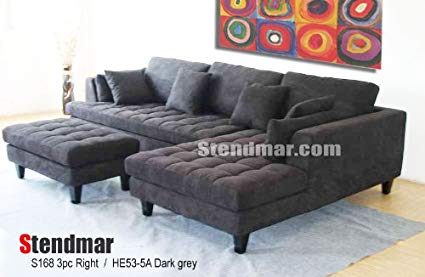 Amazon.com: 3pc New Modern Dark Grey Microfiber Sectional Sofa