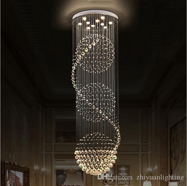 LED Crystal Chandeliers Lights Stairs Hanging Light Lamp Indoor